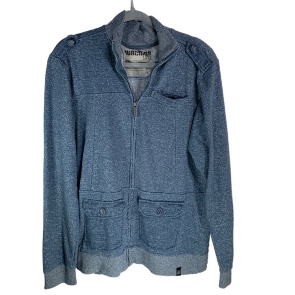 MACHINE 1971 Blue zip up jersey sweater jacket cotton Cargo pockets Men’s large